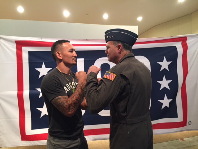 Today the awesome @the_USO came to Japan. Met the amazing UFC featherweight champion @BlessedMMA Max Holloway. What a great guy. Was very kind to everyone, especially the families. Thank you Max for supporting the men and women serving our nation! @USForcesJapan