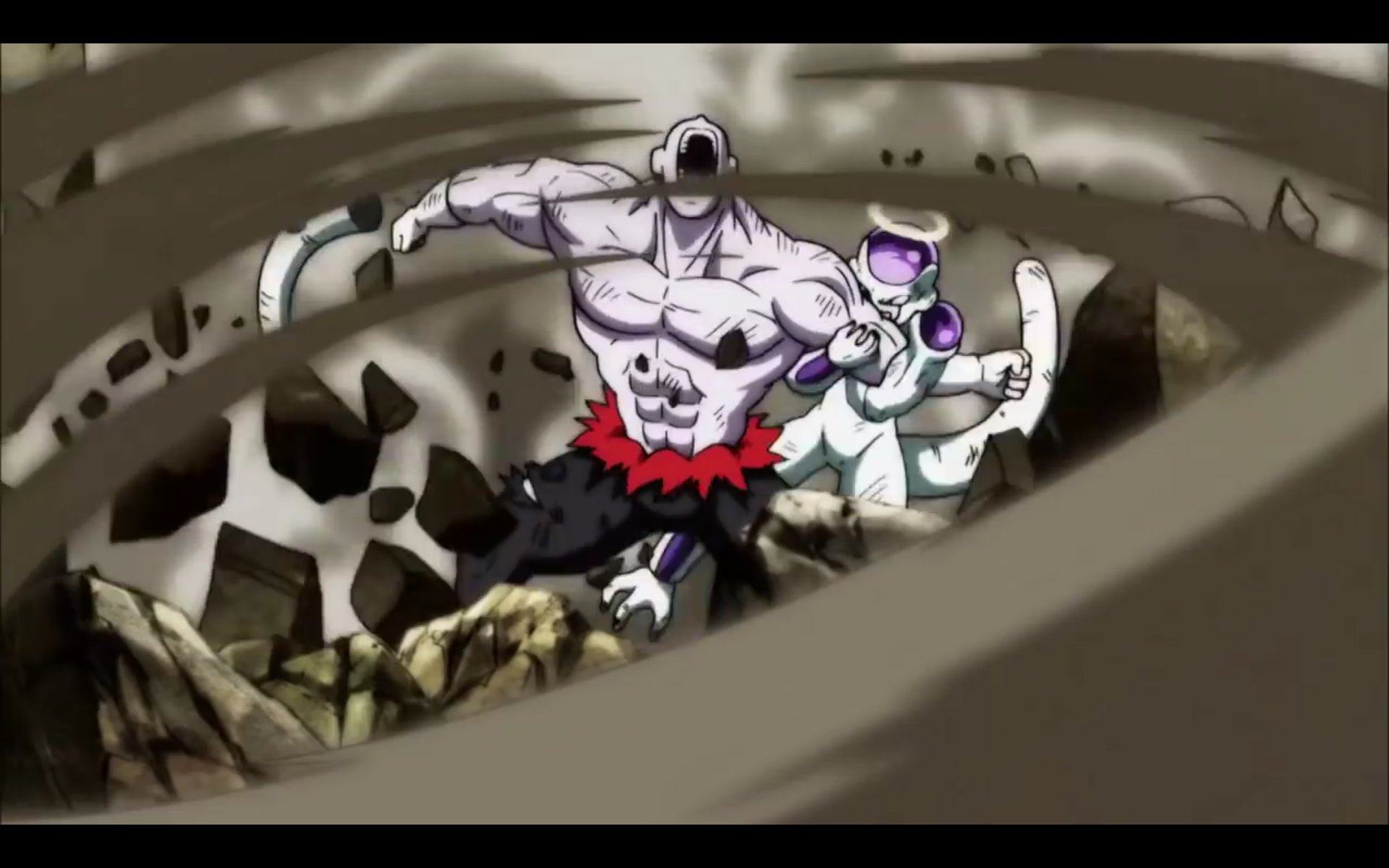 身勝手のスイカの皮 ドラゴンボール超の最終話でフリーザの尻尾がキレた場所が判明しました 暇潰しで見てたら尻尾 の先が見えたので止めてみてたら切れてました この場面はフリーザがジレンと一緒に落ちようとしたときジレンが地面に向かって落ちてフリーザ