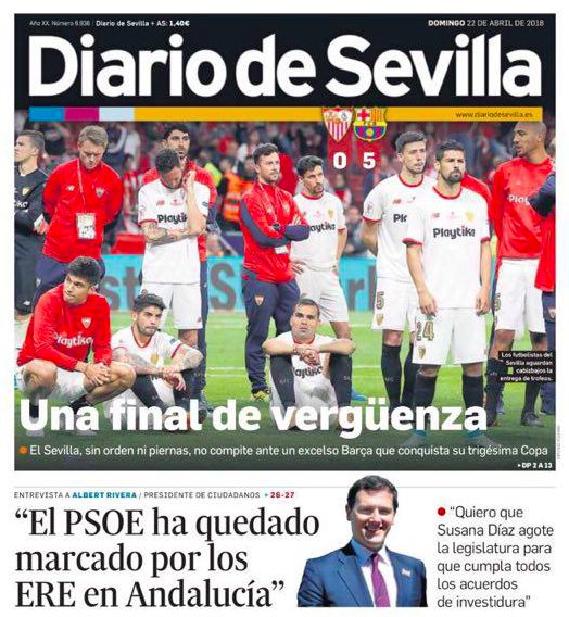 @PPopular <a href="/Rafa_Hernando/">Rafael Hernando</a> Hola @rafa_hernando. Esta es la portada de hoy del <a href="/diariosevilla/">Diario de Sevilla</a>...
Claro que hablamos de la vergüenza del caso de los ERE 👉🏻Fue Cs quien exigió que dejaran sus escaños Chaves y Griñán.
Y también hablamos de la Gürtel, Bárcenas, Cifuentes... y todos los escándalos del PP 😉