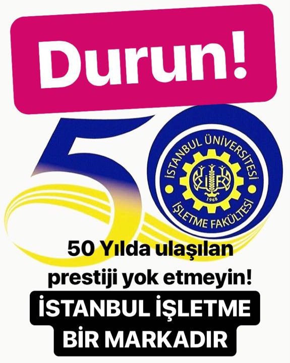 Turkiye'de yoneticilik egitimini baslatmis, bugune kadar ozel sektor ve kamuya sayisiz yonetici yetistirmis, Isletme Fakultesi denince akla gelen tek kurum olan #istanbulisletmemarkadır. 50 yilda olusmus hic bir marka bu kadar kolay yok edilmemelidir.