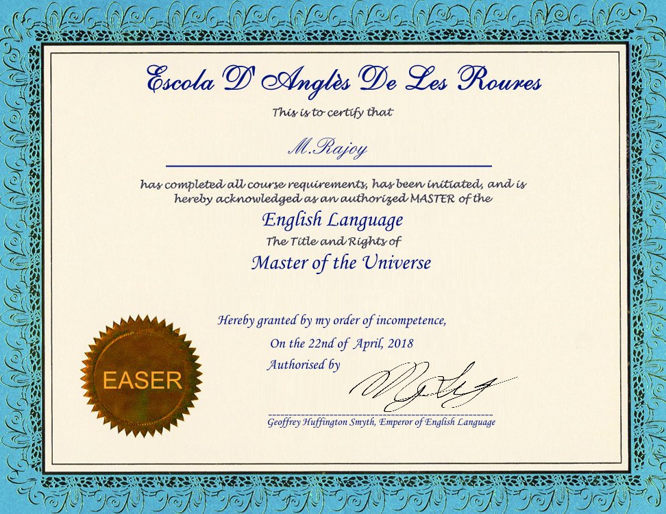 Get your free Certificate this weekend with our special Sant Jordis Weekend offer! (offer only applicable to members of the PP)
<a href="/324Roures/">324. FakerNius</a> <a href="/ClinicCapEsteve/">Clinica capilar St Esteve Roures</a> <a href="/Podrit_Popular/">Partit Popular Sant Esteve de les Roures</a> <a href="/TrulluRoures/">Presó St Esteve Roures</a> <a href="/JCIStSteveRoure/">JCI Sant Esteve de les Roures</a> <a href="/CFRoblense/">CF Roblense</a> @TaurinosRoures @TransRoures @RouresCultura <a href="/ElRoureToday/">El Roure Today</a>