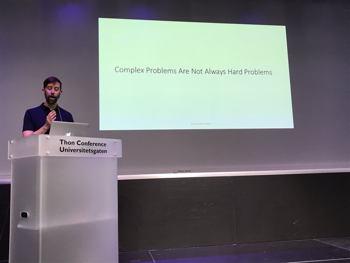 oyvinderas's tweet photo. Complex problems does not have to be complicated (even though they often are). @ToddHargrove with a brilliant talk at #PainCloud https://t.co/uq1nZQuMva