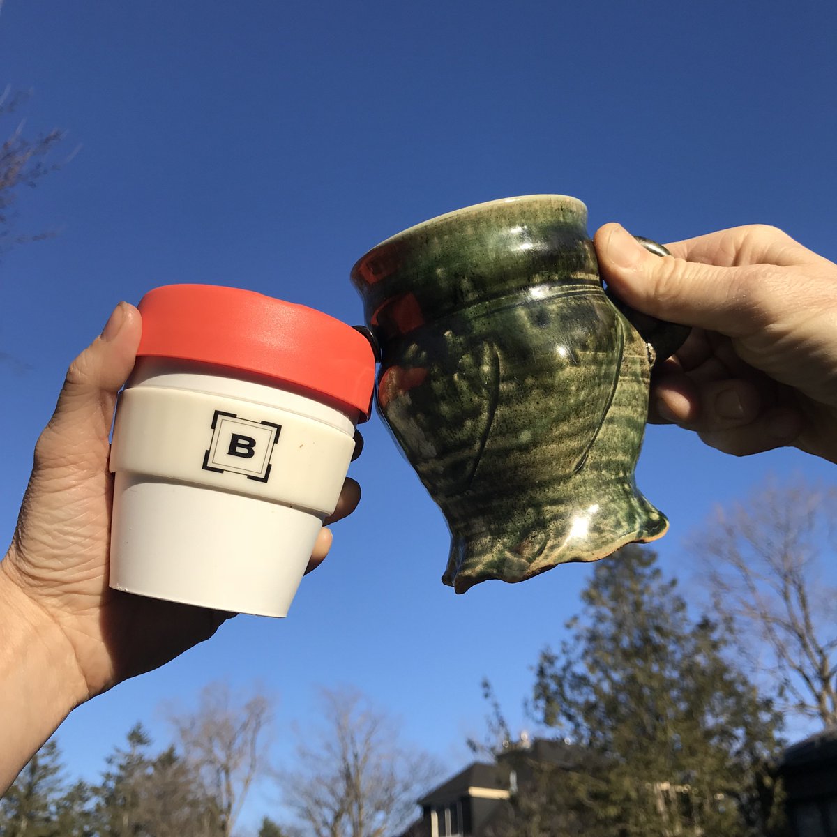 Bridgehead's tweet photo. While you’re enjoying this beautiful blue sky day, think about what you can do reduce your environment impact. 
#earthday2018 byom #keepcup #bridgehead #save27centseverycup #ott #613 #reusereduce # #organiccoffee #buylocal #noplastic #nopackage #bikemore #walkmore #sharedontbuy https://t.co/vX5TWVmeZU
