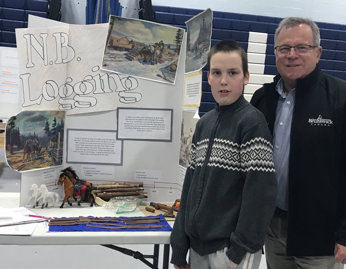 Rick_Doucet's tweet photo. Pleased to be a judge at the Heritage Fair at Fundy Middle & High School exhibiting many wonderful exhibits, youth interest in history! #NBhist Logging and forestry a great topic! https://t.co/UxDUwmLkIS