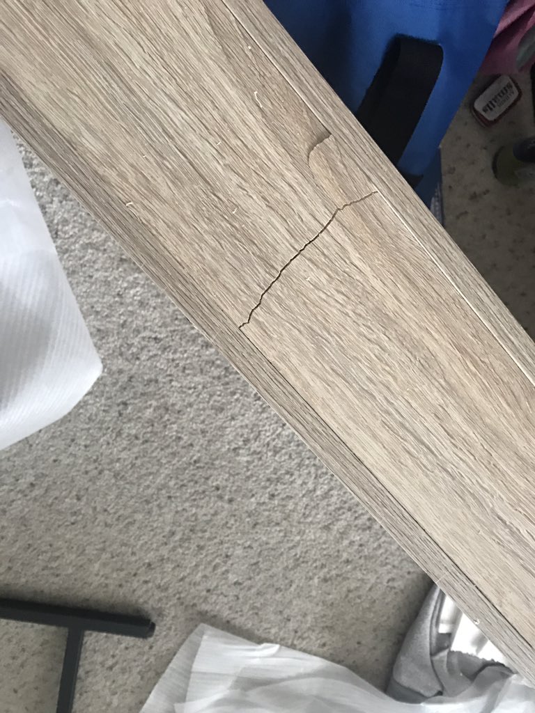 UltdPossCo's tweet photo. @AldiUSA I'm an Aldi Fanatic &amp; when I purchased the Sohl Writing Desk on April 8th for my office, I was ecstatic! For 2 weeks, I've been calling customer service &amp; emailing them due to the damage. No response. Please help! https://t.co/lInR4ss8hS