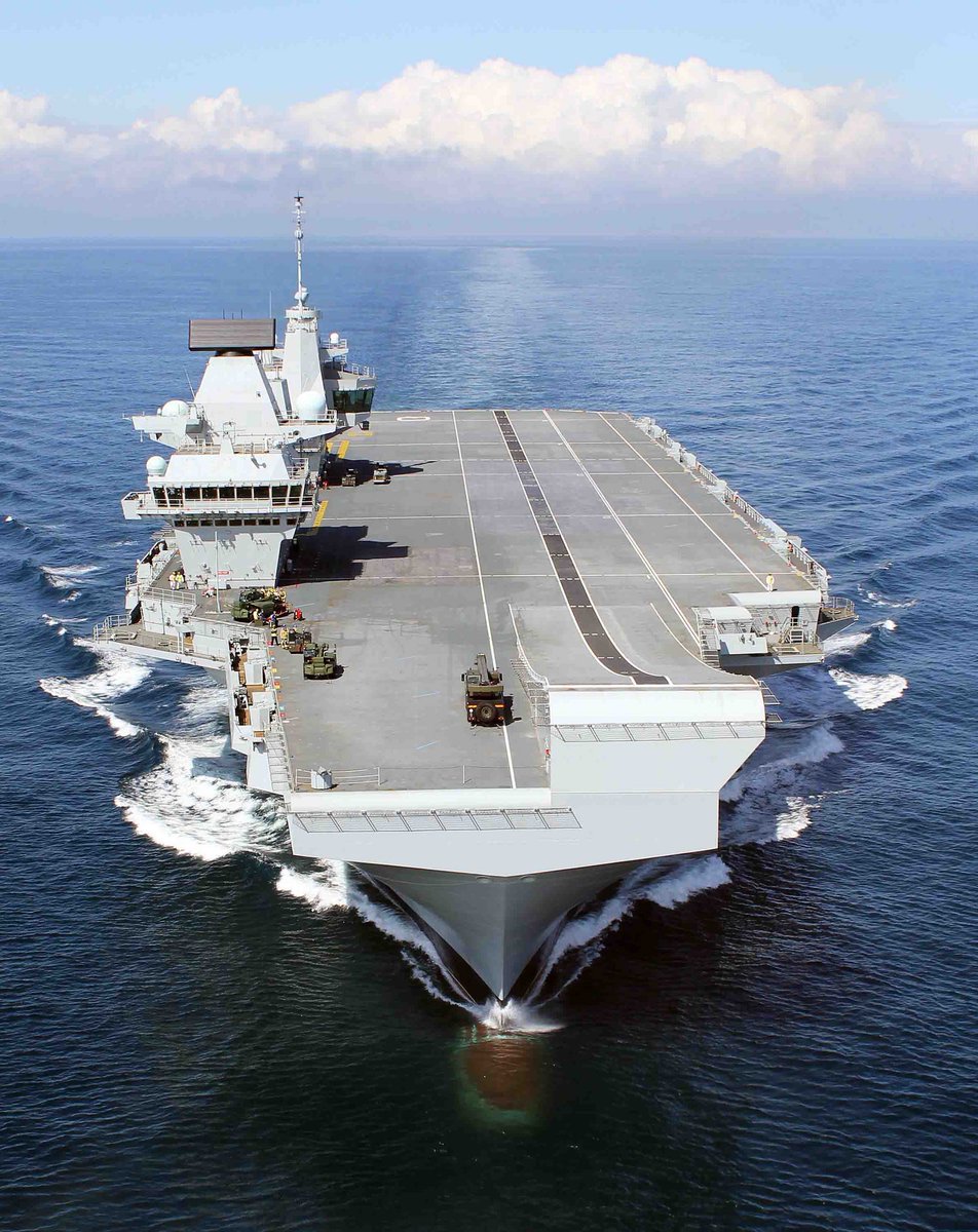 Aerial picture of the ship at sea.