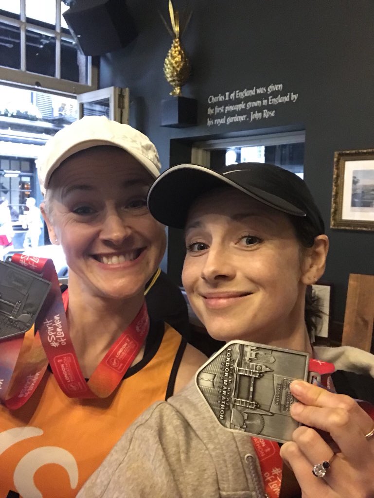 Before and after #LondonMarathon - it is not fair that the Balfe family should be so genetically blessed AND look so good after a marathon! 

Congratulations @caitrionambalfe on your first (4:47) and @ambalfe (4:25)  #VLM2018 #worldchildcancer @bestofcait @FansOCaitrionaB