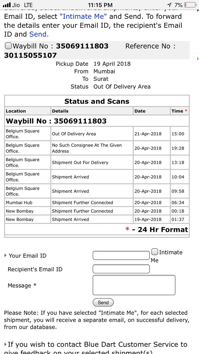Dipak_Wagh_'s tweet image. @BlueDartTweets  @DHLUS 

Dear bluedart &amp;amp; team 

On what bases you accept product if you are not able deliver at given address 

#fake_Service #Fake_Updates 

For your information this is not happen 1st 

Check next tweet