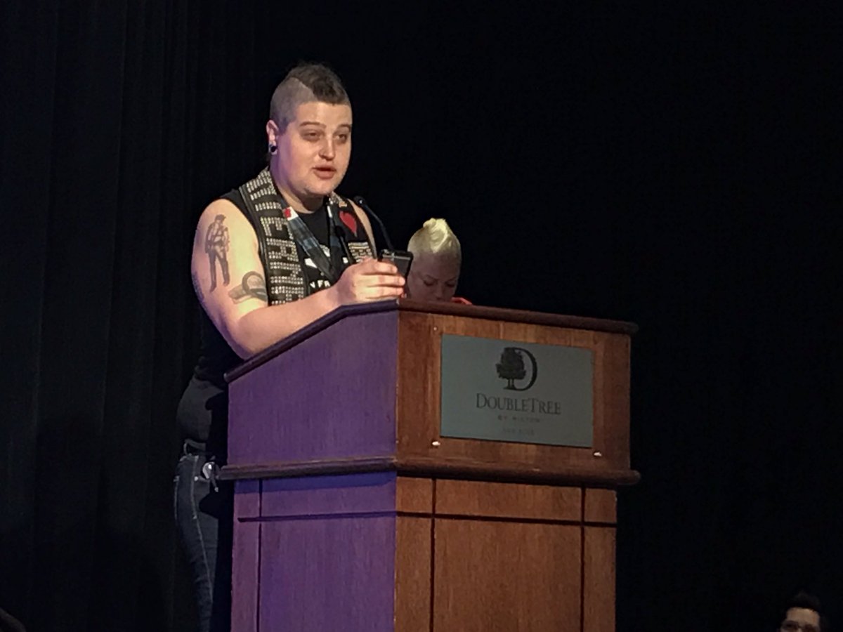 IMsLeather's tweet photo. Hearing from our new #IMsBB2018, @TeaganBootblack! She thanks many people, including her girl @JesbianBagheera https://t.co/5GpWbr9lvo