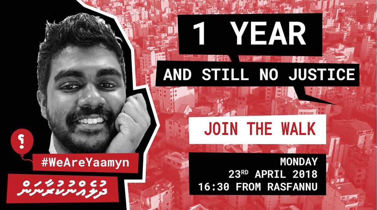 HindhaIsmail's tweet photo. Join us at Rasfannu at 4pm 23rd April Monday. #OpenTheTrial #JusticeForYaamyn #Hulhuvaa https://t.co/8J6I4Xg1Hm