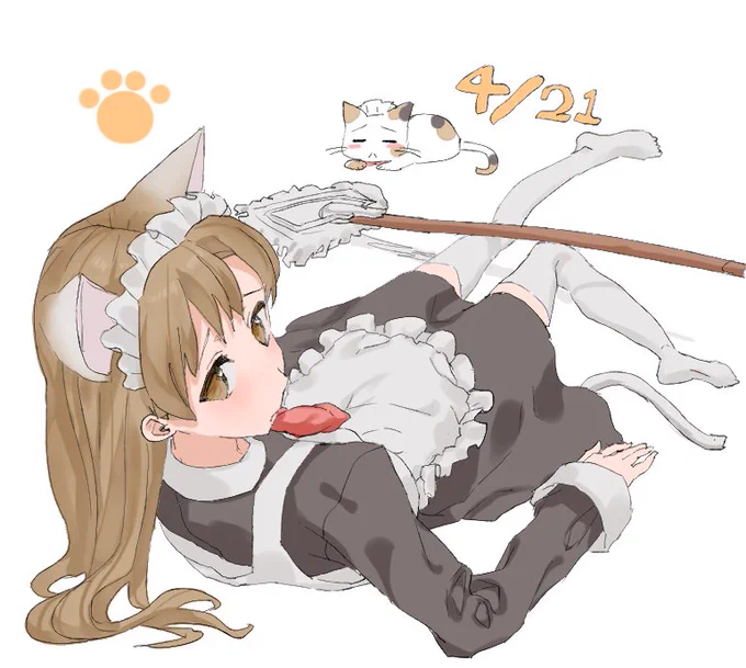 このめどにゃんこさらっと描けた割にいい感じ 