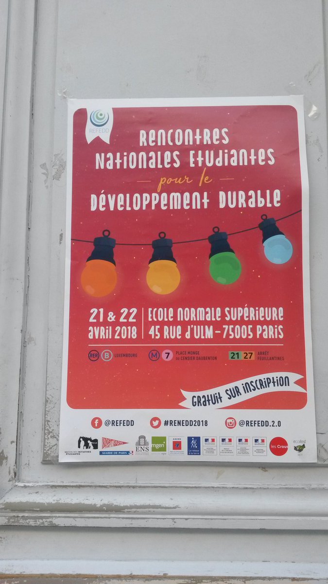 Eleves_EME's tweet photo. Ce week-end 2 étudiantes, membres de l'association COP trotter, ont participé aux RENEDD (Rencontres Nationales Étudiantes pour le Développement Durable) organisées par le REFEDD, qui se sont déroulées à l'ENS de Paris.
#RENEDD2018 #refedd https://t.co/DUOLQ1Jn8Y