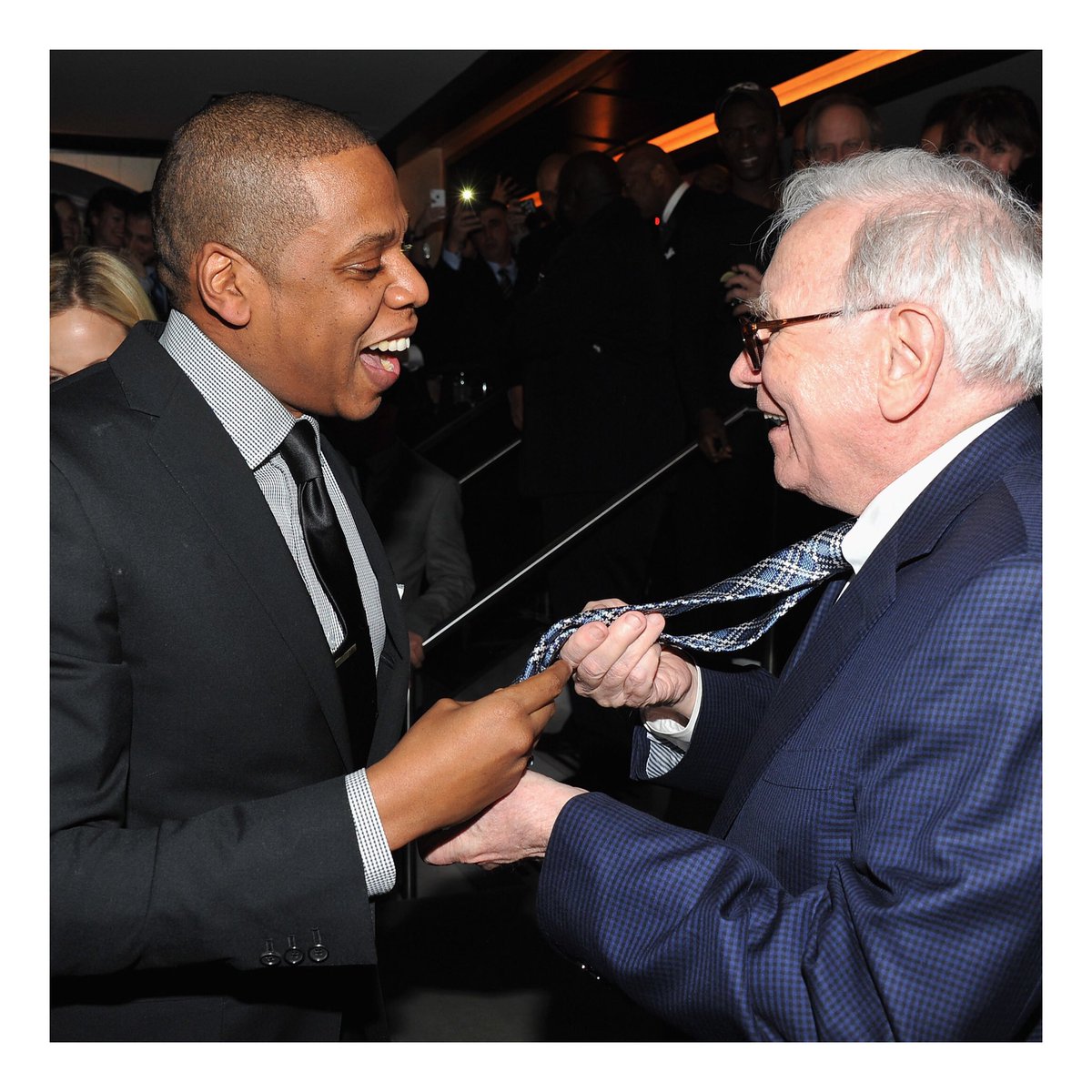 JoshBachLtd's tweet photo. Jay-Z talks #ties with MC Bill Yunz.  #GuysInTies #JayZ #WarrenBuffett #Neckties #BigMoney #WallStreet #HipHopNation #DressToImpress  #JoshBach https://t.co/X7rhQrIEDq