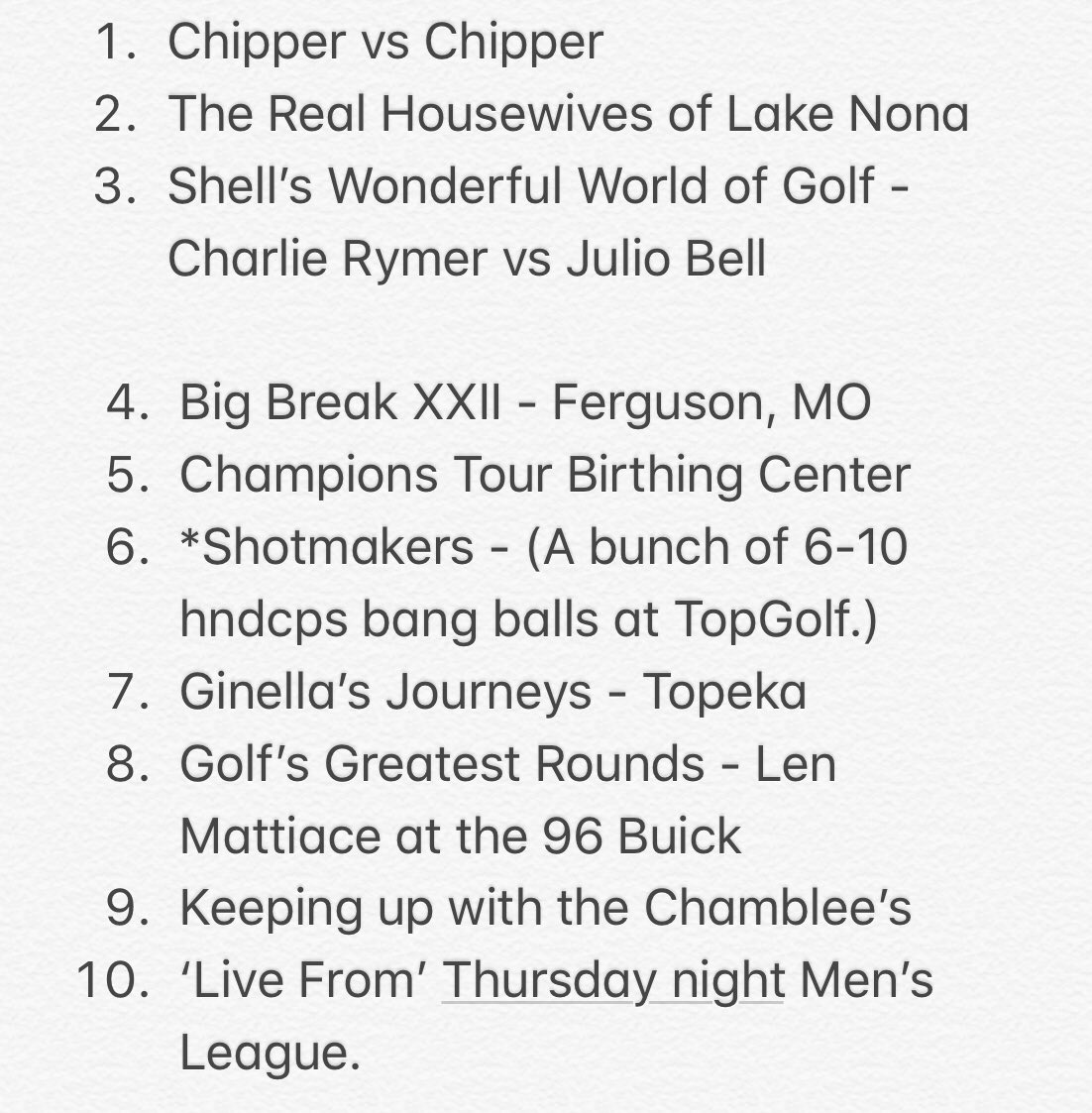 ClubProGuy's tweet photo. Interesting to see the show ideas  @GolfChannel rejected before making #Shotmakers their latest smash hit. https://t.co/CCIhrwqnS5