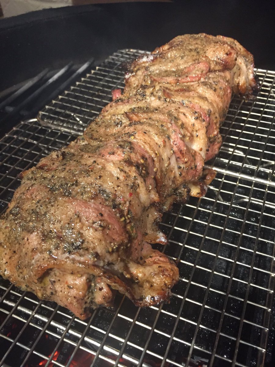 LesPenn's tweet photo. So, I threw this together last night! @YallLifestyle @GuruGrill pork loin wrapped in some @JonesDairyFarm bacon! 🔥👌🏼#cheers https://t.co/maJzw6OZbR