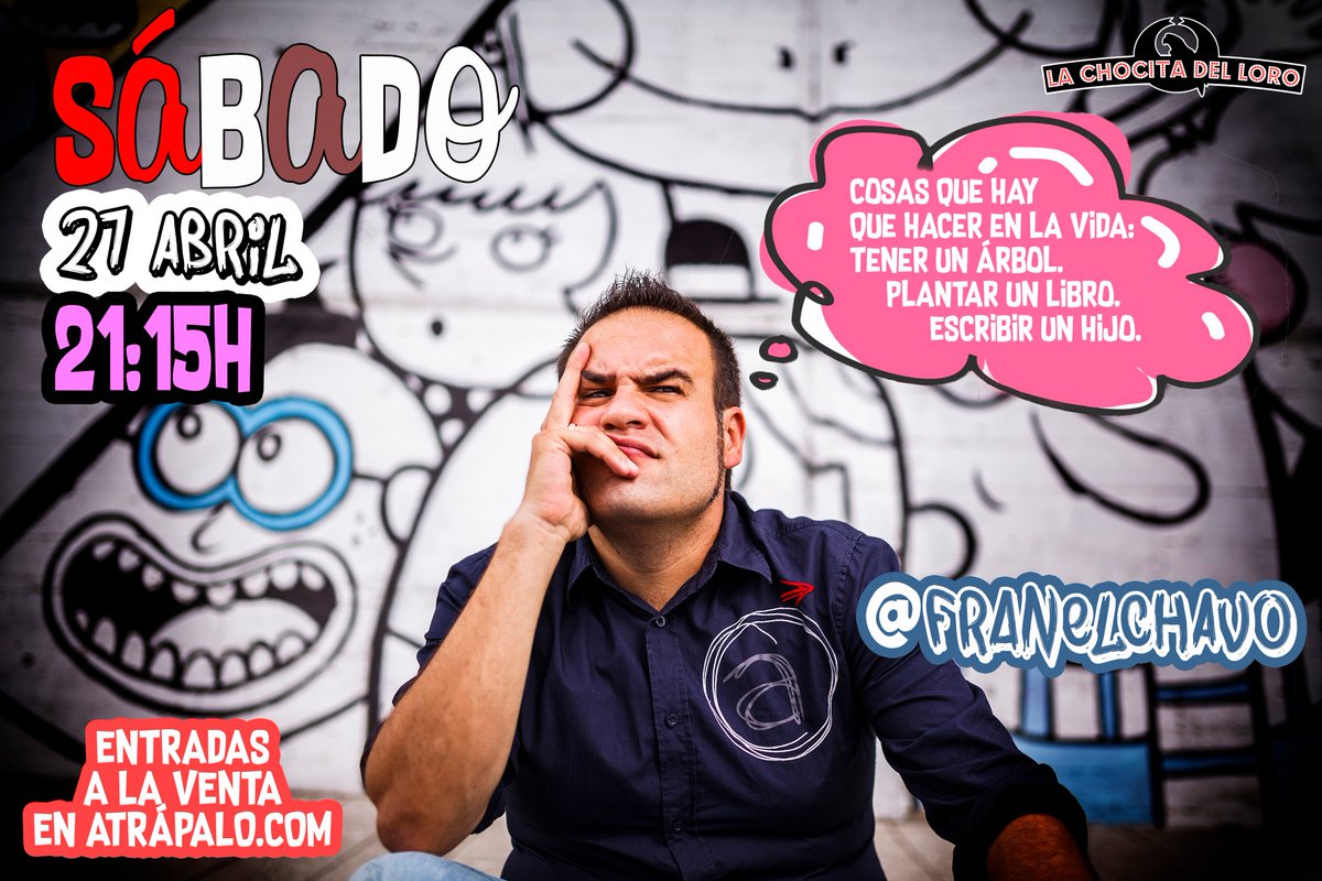 FRANELCHAVO's tweet photo. @chocitadelloro 
¡SORTEO ENTRADAS GRATIS, para este sábado 27 de abril, 21:15h!
TÚ HACES UN RT Y ME SIGUES, y si te pongo un tweet con tu nombre aquí!! te las llevas, del tirón!!!

¡Viva el vino! https://t.co/2YSdTLG7Vq
