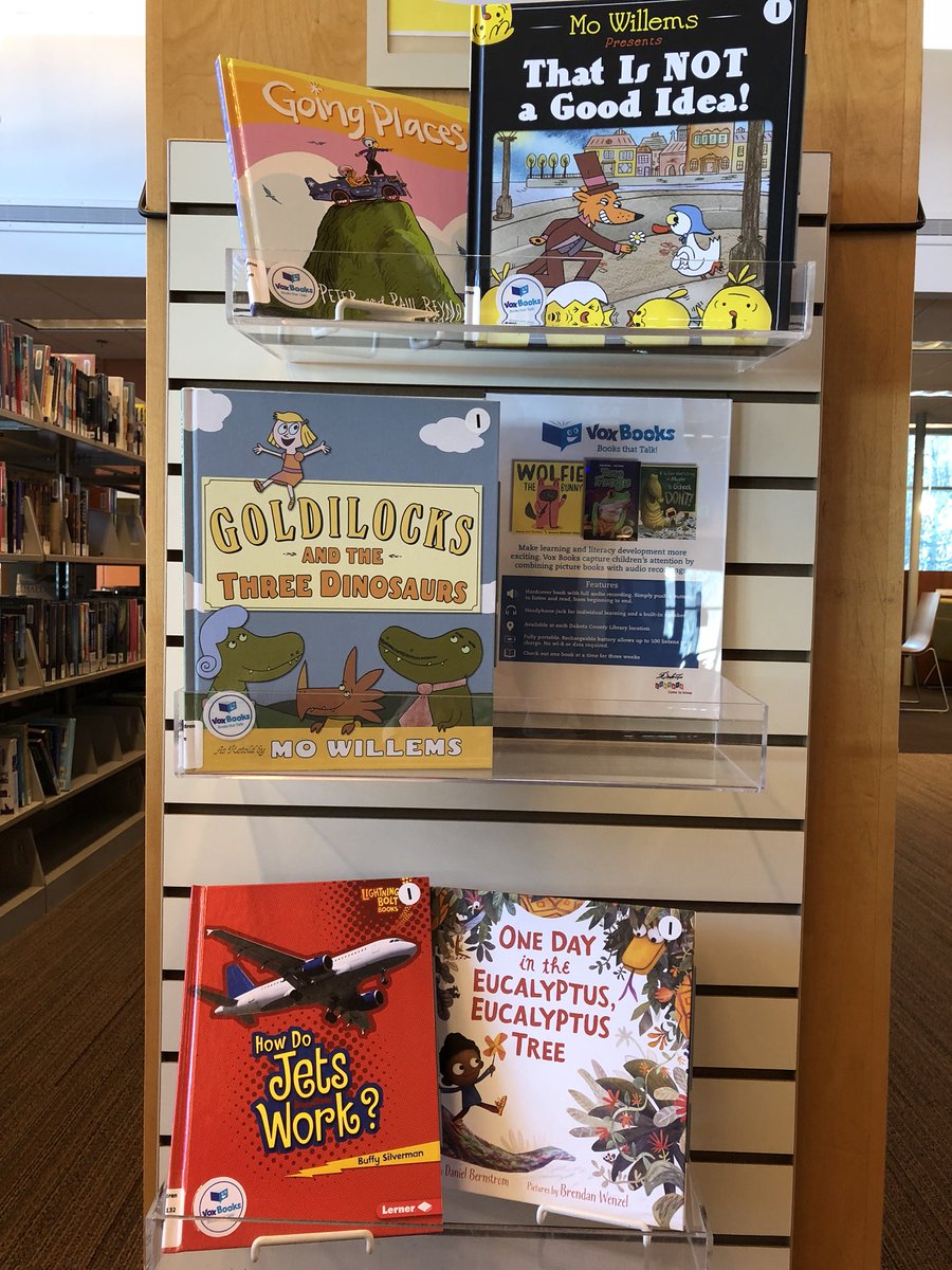 dakotalib's tweet photo. Have you checked out our new collection of children’s #voxbooks? Vox books are easy-to-use all-in-one audiobooks perfect for prereaders &amp; independent readers. Check them out at our Dakota County Library locations! #booksthattalk #audiobooks https://t.co/H2lW0Km4Nh