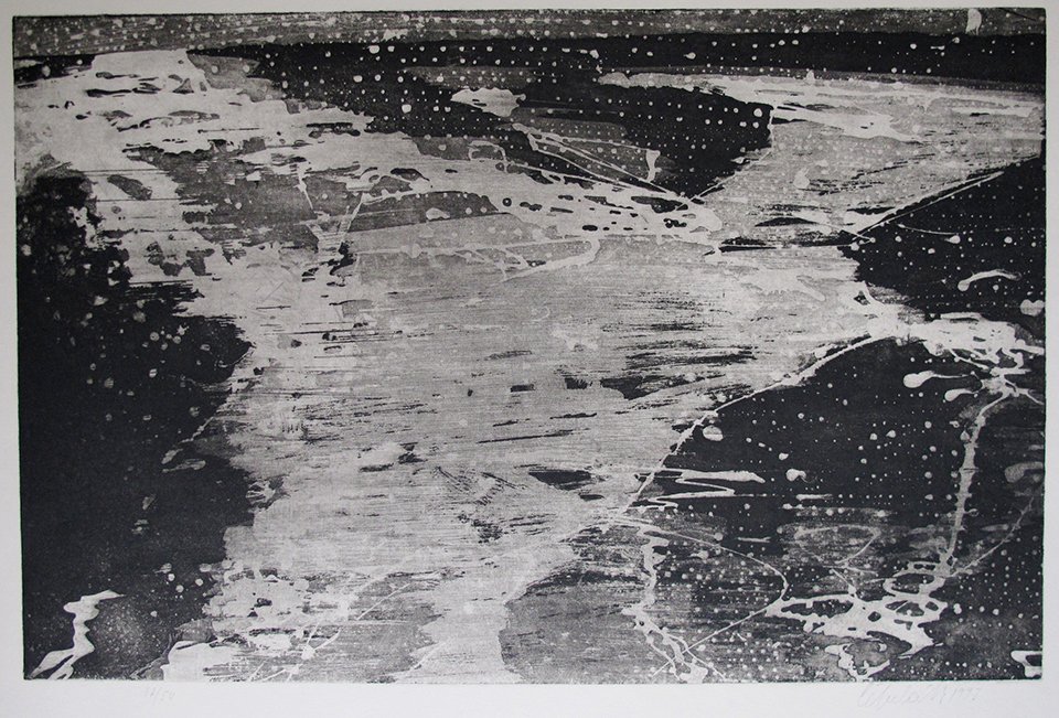 Happy #EarthDay! #Czech artist Ladislav Cepelak, Winter Fields (1992), simple #aquatint. #structure #texture #printmaking #collectprints #poignant #DenZeme