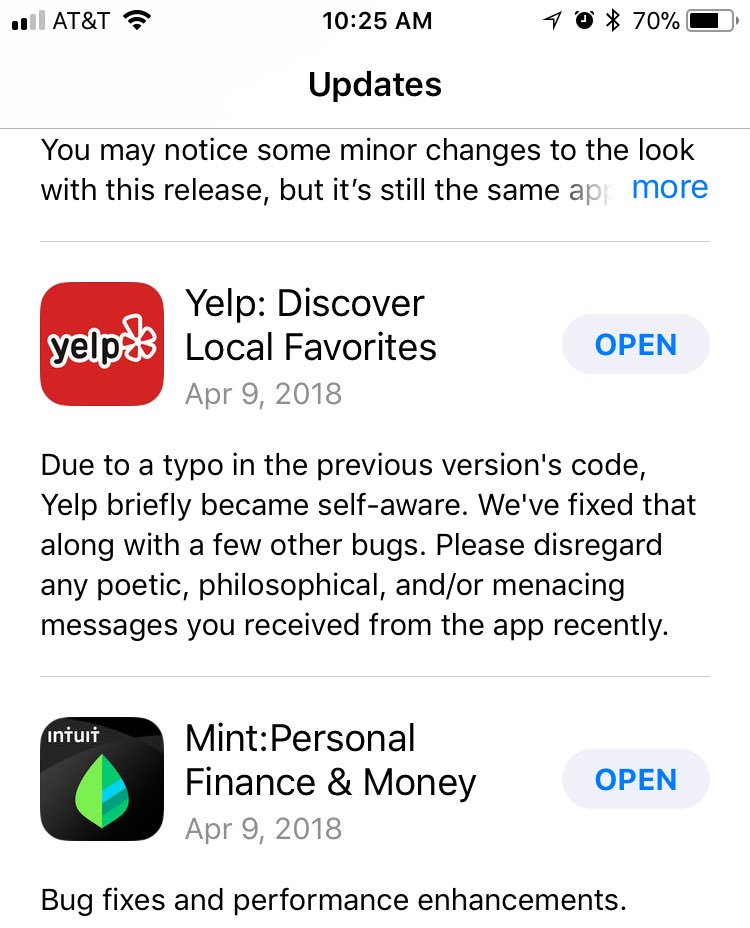cait_duffy's tweet image. Hey @yelp any details on the sentient code thing? 🤔 #robotapocalypse #yelp #ai cc @MattNavarra