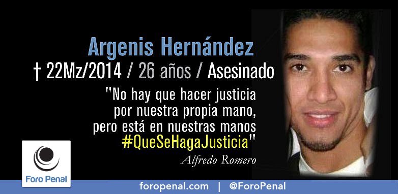 #22D Hoy se cumplen 5 años y 9 meses de la muerte de Argenis Hernández 22/03/14. 
No lo olvidemos. 
#QueSeHagaJusticia 
- Foro Penal