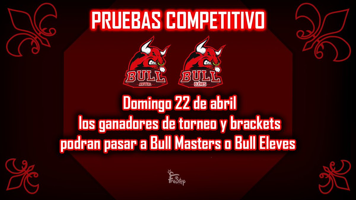 🚩PROGRAMACIÓN PRUEBAS COMPETITIVO
⏰4:00 PM 
📅22 - Abril - 2018

Será un Torneo de 50 Personas Y los 12 Primeros Después juegan un Braquet en clan aparte.
🚩CREACIÓN DEL TORNEO 3:00 PM 
🚩INICIÓ DEL TORNEO 4:00 PM 
🚩INICIÓ DEL BRAQUET 5:30 PM 
🚩FINALIZACIÓN APROXIMADA 7:00 PM