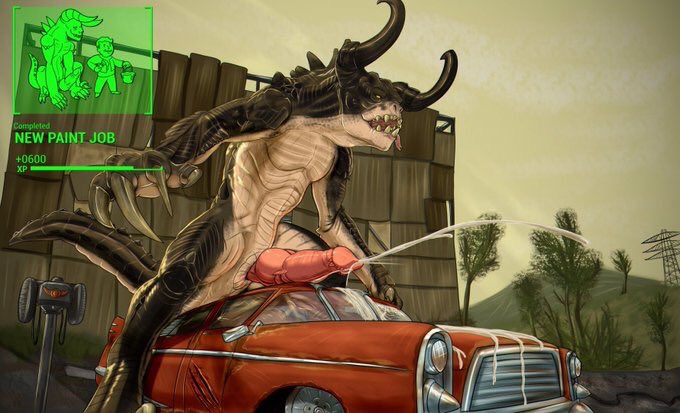 WastelandDeath's tweet photo. "Hunt, Eat, Breed, Sleep..."

》Male or Female

》Dominant, But can sub if you overpower the beast~

》will try to breed anything with a pulse, and possibly eat it too

》Big Scaly females are a favorite

》Can Be either Intelligent or feral, you decide~ https://t.co/d5Xtvj3a7T