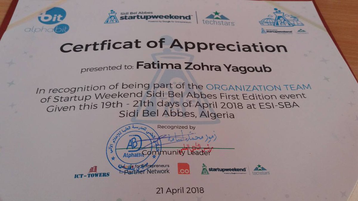 fatyYagoub's tweet photo. #Startup_Weekend_SBA
#AlphaBit_Club https://t.co/PBoaiFDPnO
