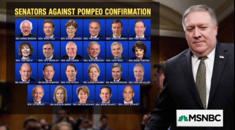 msnowevents's tweet photo. Senators Against #Pompeo Confirmation #AMJoy https://t.co/XNSiLB2icr