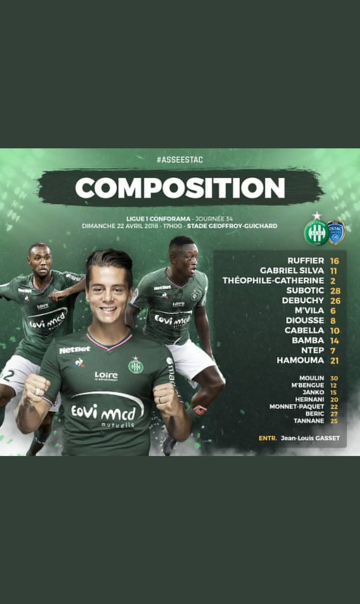 Derby__tv's tweet photo. La compo pour le match contre Troyes
La victoire obligatoire !!!
#asse #teamasse #asseTroyes #ligue1 #antiol #EUROPALEAGUE https://t.co/NhXK78NUH9