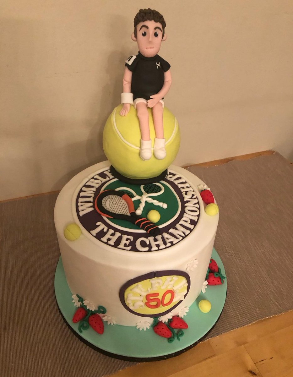 SpeedMel's tweet photo. @JudyMurray @andy_murray My partners 50th birthday cake. You look good in cake Andy!! 😂😂
On his actual birthday, this Tuesday, as a surprise, we have an overnight stay and evening meal at Cromlix! His birthday pressie is a framed photo of you and signed tennis ball! https://t.co/t7cIec5JKt