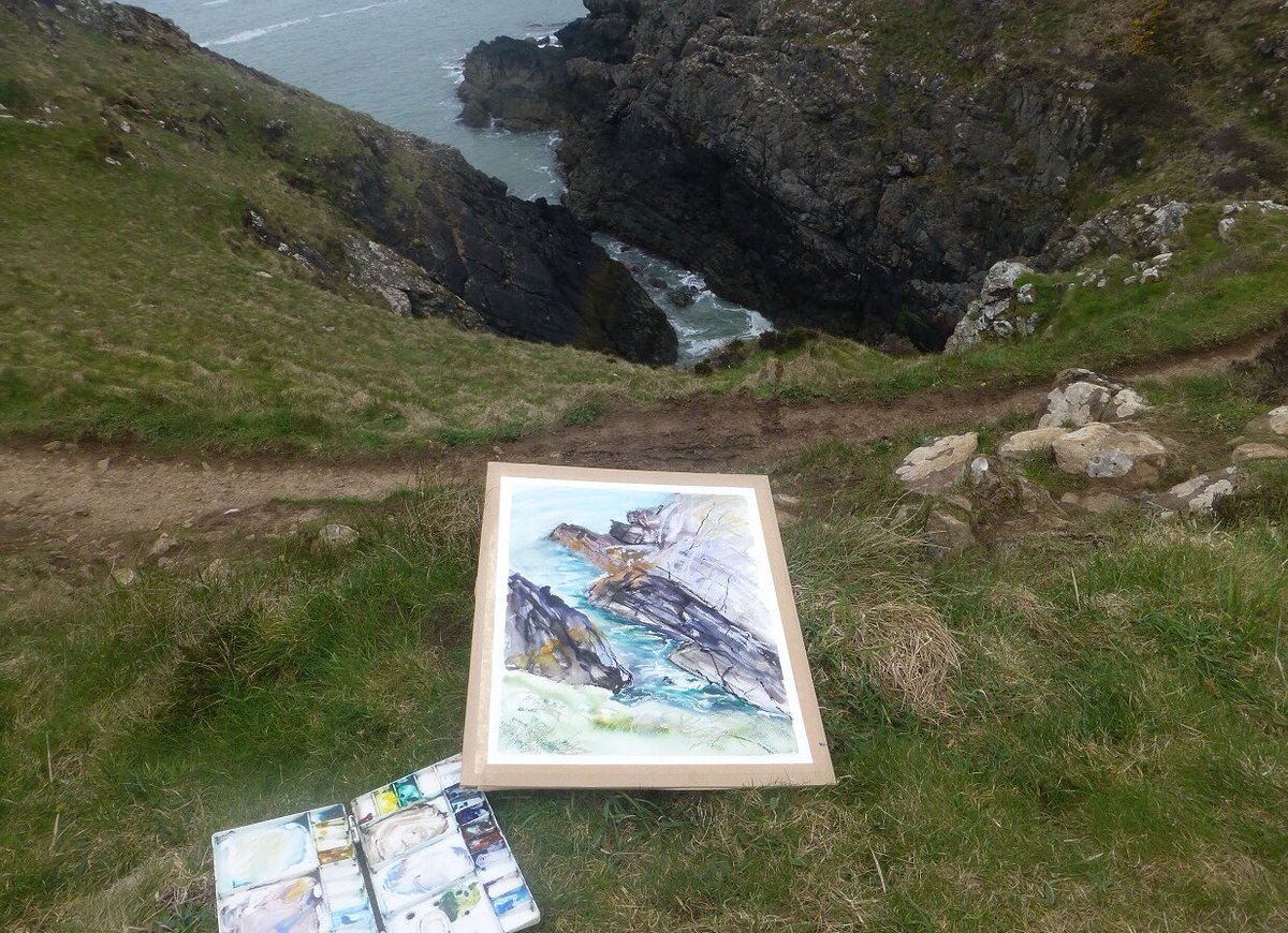 #mixedmedia painting out on the coast near #StrumbleHead #Pembrokeshire