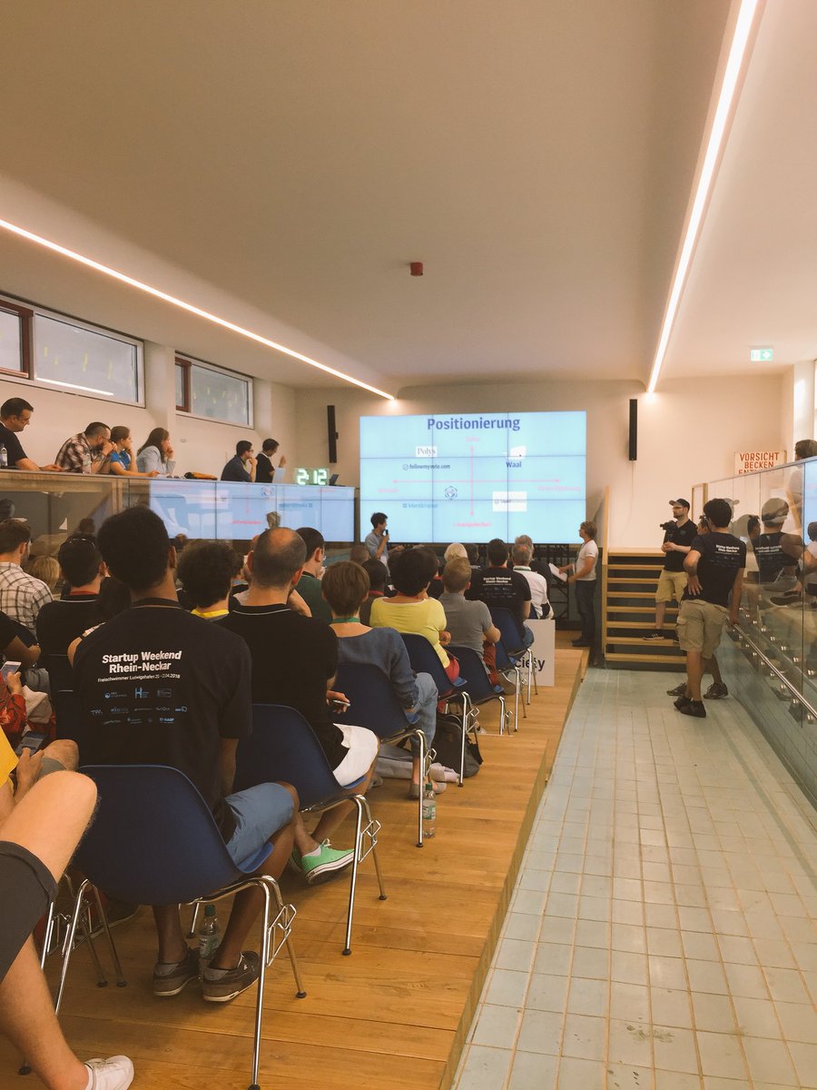skiptin's tweet photo. Wir sind schon bei der Hälfte! Respekt an alle Pitcher #SWRN18 @StartWeekendRN im @Freischwimmer_L #startup #startuplife #entrepreneur https://t.co/89DTZWJfTM