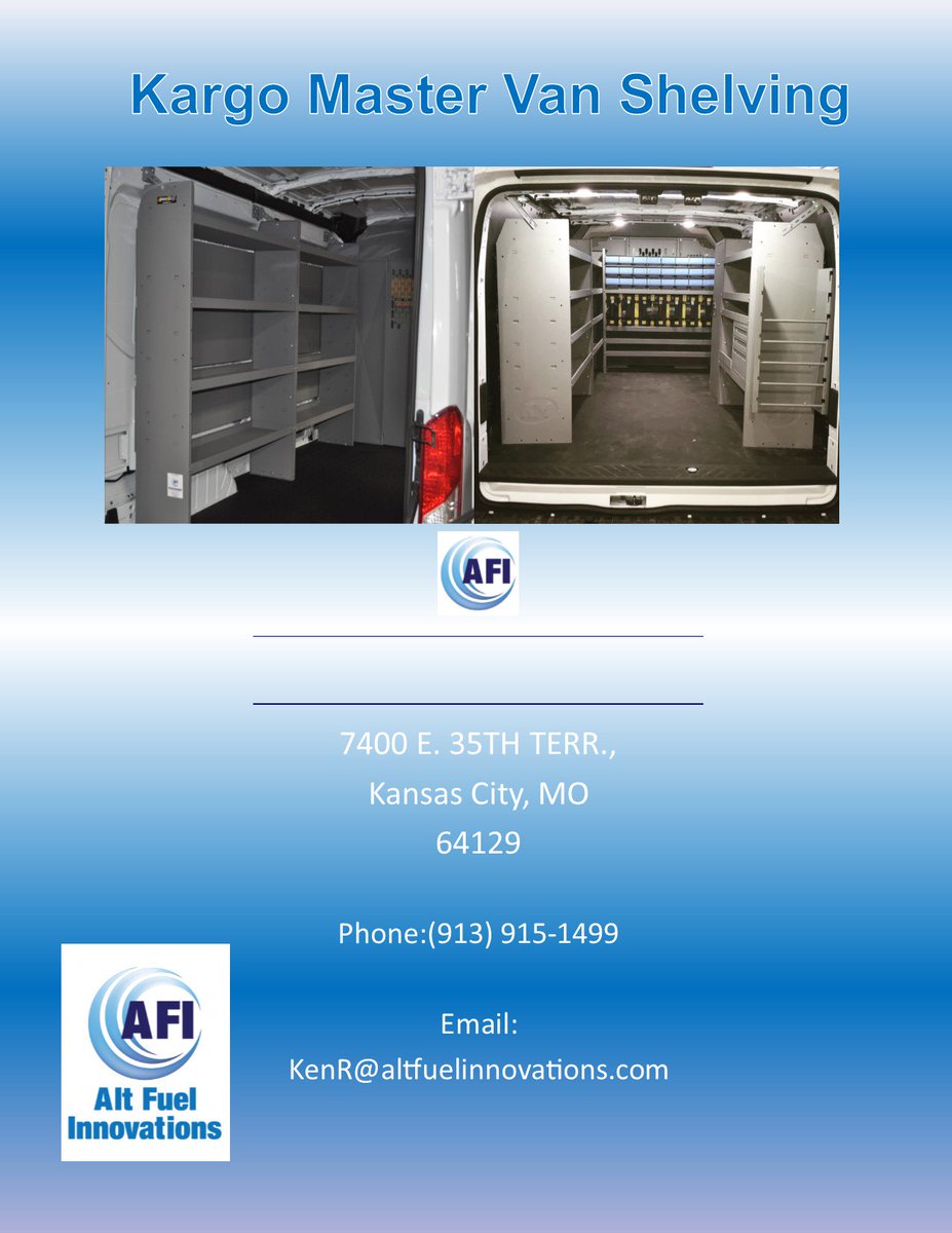 AFI_KC's tweet photo. Call Ken Rickey with AFI to have your vehicles upfitted (913)915-1499.
"We have found when you upfit a van / truck correctly, you can gain one extra sale or service call every two days!" #Upfits #KargoMaster #WeatherGuard #VanShelving #transit #promaster #Ford #Dodge https://t.co/jrjwOfdtgd