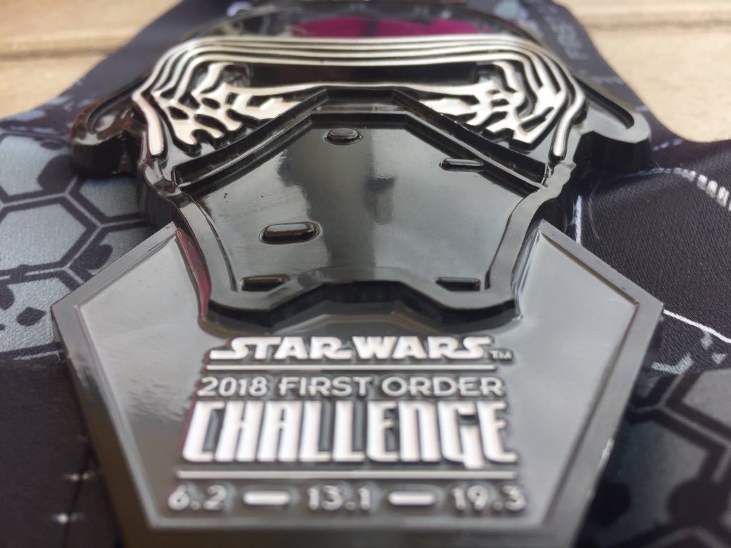 BazTastic77's tweet photo. Done! Not gonna lie this was rough for me, 3 hours of sleep before a half isn’t ideal and knee wasn’t 100%! But whatever I did it! #StarWars #StarWarsHalf #FirstOrderChallenge #DarkSideHalf https://t.co/myncBOogZt