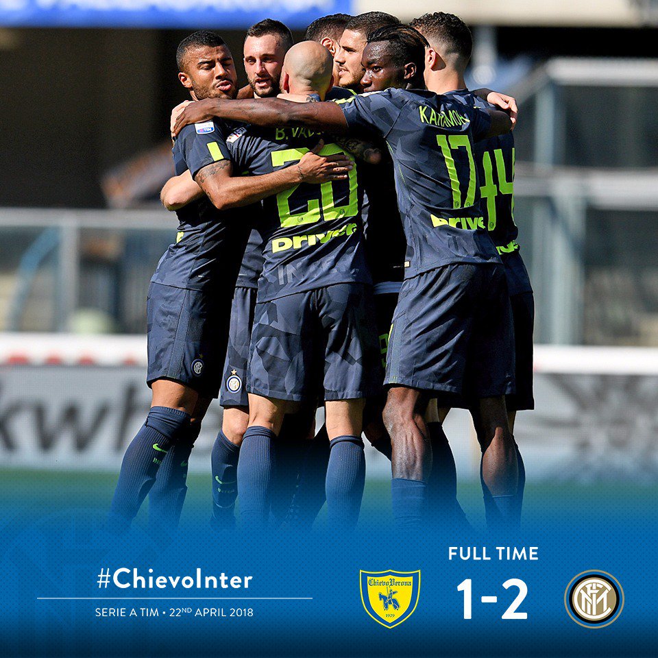 ⌛ FULL-TIME: 1-2

3 poin berhasil kita bawa pulang dari Bentegodi😊

#FORZAINTER ⚫️🔵 
#ChievoInter