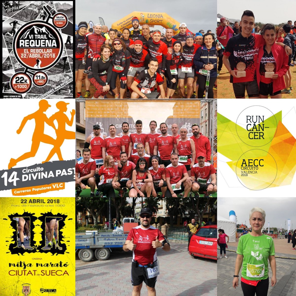 burjarunners's tweet photo. Día plagado de carreras... Hemos asistido a Trail Rebollar, dónde Antoñito y Vanessa han subido al podium... No paráis, bravísimos! 👏👏👏🏃🏆⛰️ También @CtoValencia, @Run_Cancer, Media Maratón Sueca y @RNRmadmaraton... Ahora a descansar #seguimos_sumando #nos_apasiona_el_trail https://t.co/njUC7rRFcF