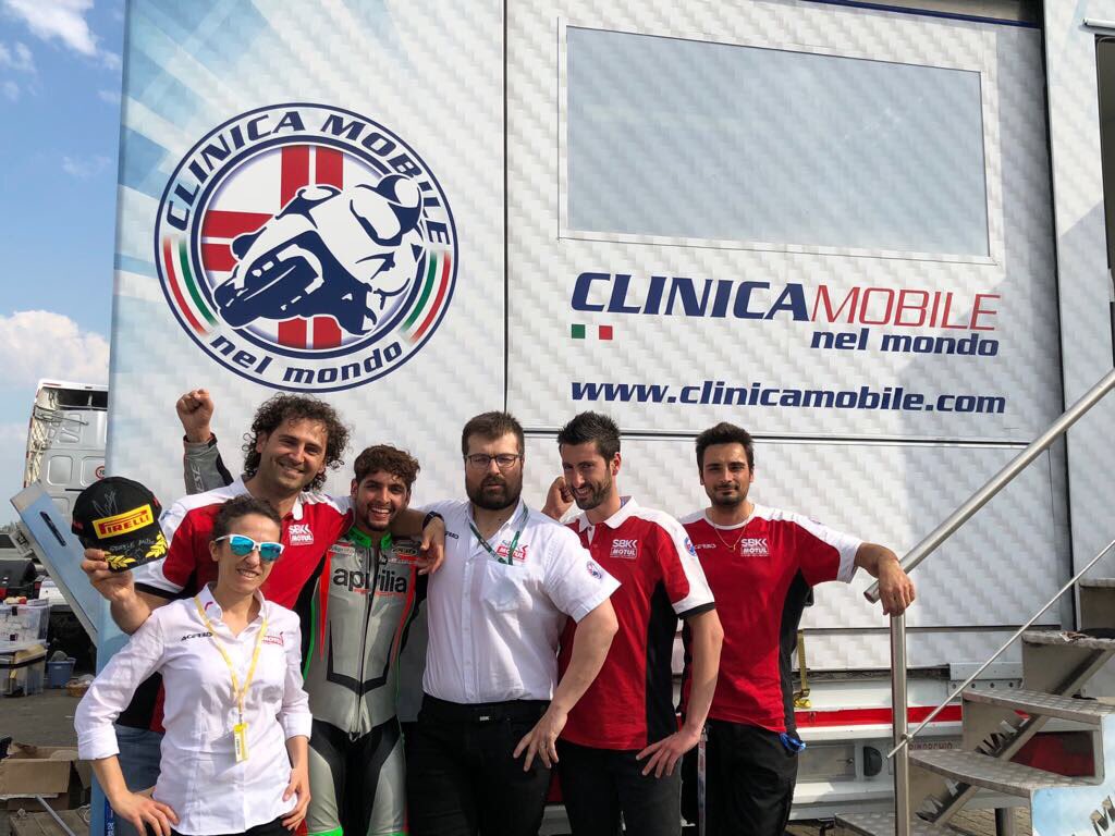 3rd on the podium, Maximilian Scheib stopped by to say thanks after a w-end of intense physical therapy to make him stronger!#DutchWorldSBK