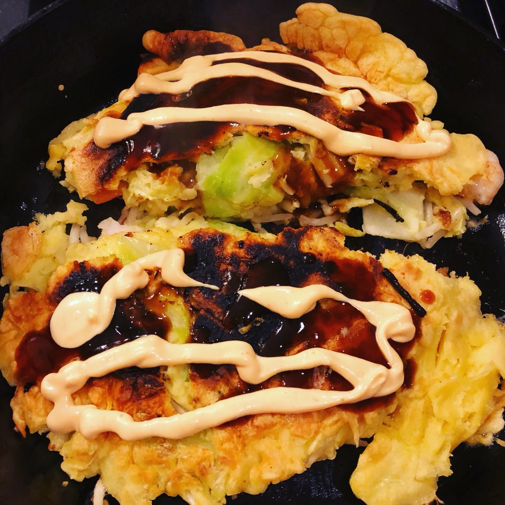Made Okonomiyaki. First time since Japan trip. Hope I got it right