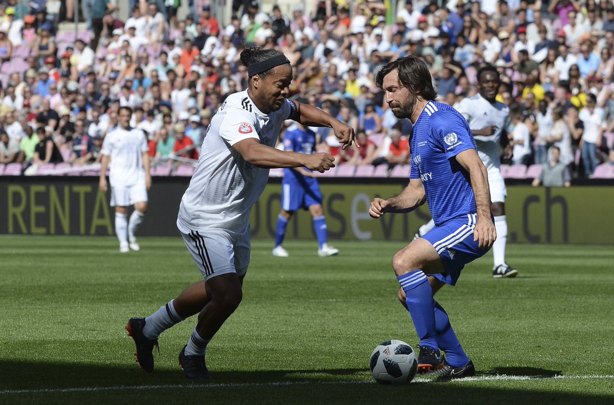 Pirlo_official's tweet photo. Wonderful match! #matchforsolidarity @UEFA https://t.co/w1ZY3IWYqj