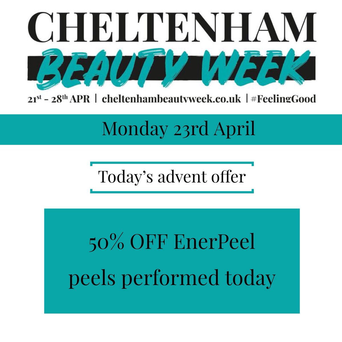 CygniniClinic's tweet photo. To celebrate Cheltenham Beauty Week we will be offering a different discount each day this week! 

Tomorrow’s offer is an incredible 50% off EnerPeel Facial Peels 💆🏻‍♀️

Call or email to book in - offer only valid for tomorrow’s bookings 📩

#CheltenhamBeautyWeek #cheltenham https://t.co/71Sv6ZmPSY