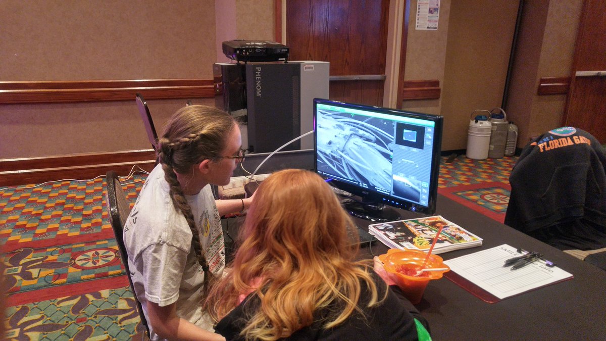 SMILECamporg's tweet photo. Electron microscopy at Girls World Expo 2018!!!!! https://t.co/vfMsxcXa7G