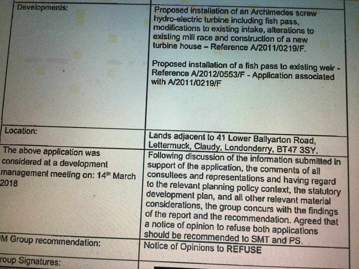 RDeanBlackwood's tweet photo. @RiverFaughan @gerryquinn57 @FP_Flies Dept for Infrastructure to refuse hydro-electric proposal on River Faughan SAC / ASSI at Ballyarton https://t.co/OxoCsYGi61