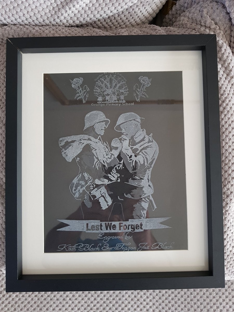 Keithsglass's tweet photo. Granddaughter is learning about WW1 she will be visiting France and Belgium. She asked me to do an engraving. https://t.co/fXDPOHO35Y