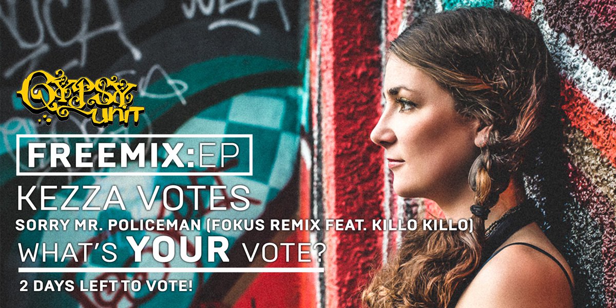 Gypsy_Unit's tweet image. Two days left to vote on YOUR favourite remix from our FREEMIX:EP. Kezza votes 'Sorry Mr. Policeman (#Fokus Remix Feat. Killo Killo). Jay's vote tomorrow...🤡🤣👊. #GypsyUnit #FreeMusic 
DL FREE: bit.ly/2HjtGGc 
VOTE: bit.ly/2ivdFAc