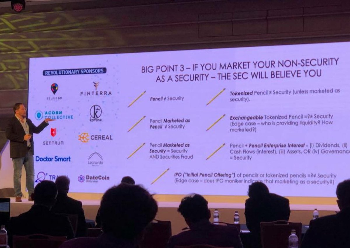 Gordon Einstein (@gordoneinstein) on Twitter photo “If you #market your non-security as a #security - the #SEC will believe you”. Presenting at the <a href="/d10e/">Darren Tinney</a> #Tokyo #Japan #conference. #ICOs are NOT banned in the US, and all #tokens are NOT #Securities.
<a href="/krowdmentor/">Krowd Mentor</a> #bitcoin #ICO #token #ethereum #blockchain “If you #market your non-security as a #security - the #SEC will believe you”. Presenting at the <a href="/d10e/">Darren Tinney</a> #Tokyo #Japan #conference. #ICOs are NOT banned in the US, and all #tokens are NOT #Securities.
<a href="/krowdmentor/">Krowd Mentor</a> #bitcoin #ICO #token #ethereum #blockchain