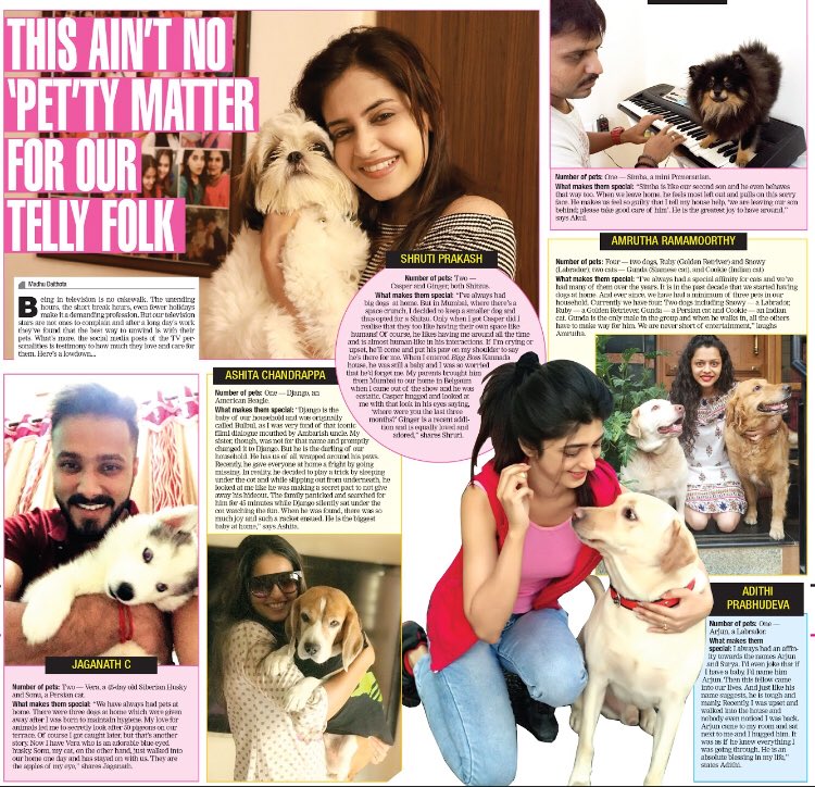 BangaloreTimes1's tweet photo. Meet the adorable pets of these telly stars 🐶
@ishrutiprakash @AkulBalaji @aditiprabhudeva @officiall_jagan @Ashychandrappa 
https://t.co/M70pgO0Hkl https://t.co/E7zQTq0Ige
