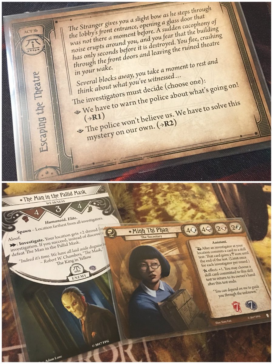 Nathan_Adam's tweet photo. Day 1 of #CampaignInAWeek: Curtain Call
Frequent visits from the #tentacletoken couldn’t deter this pair of intrepid investigators from pursuing the Messenger of Aldebaran!
#ThePathToCarcosa
#ArkhamHorrorLCG
#FantasyFlightGames
@FFGames https://t.co/4MHKSGaiWc