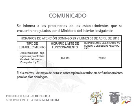 GoberLoja's tweet photo. COMUNICADO | Intendencia General de Policía informa https://t.co/8R2ApGQjsj