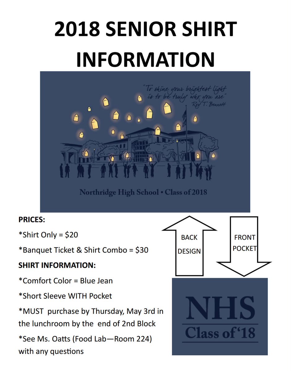 NorthridgeSGA's tweet photo. Senior Shirts On Sale THIS Week!! https://t.co/AIRljLsBTb