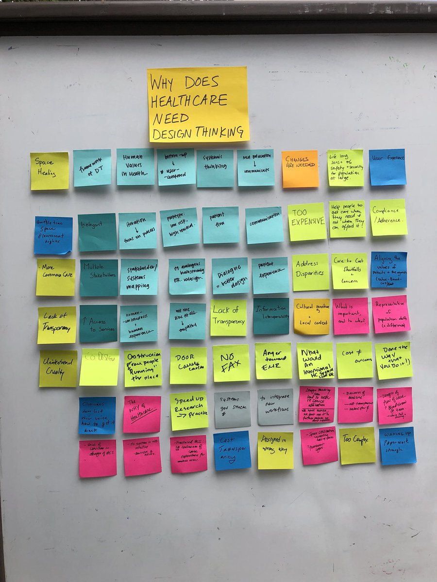 BonKu's tweet photo. Insights from our design workshop at #MedX. Why does healthcare need design thinking &amp; barriers to design in #meded. https://t.co/0tTnw02cYf